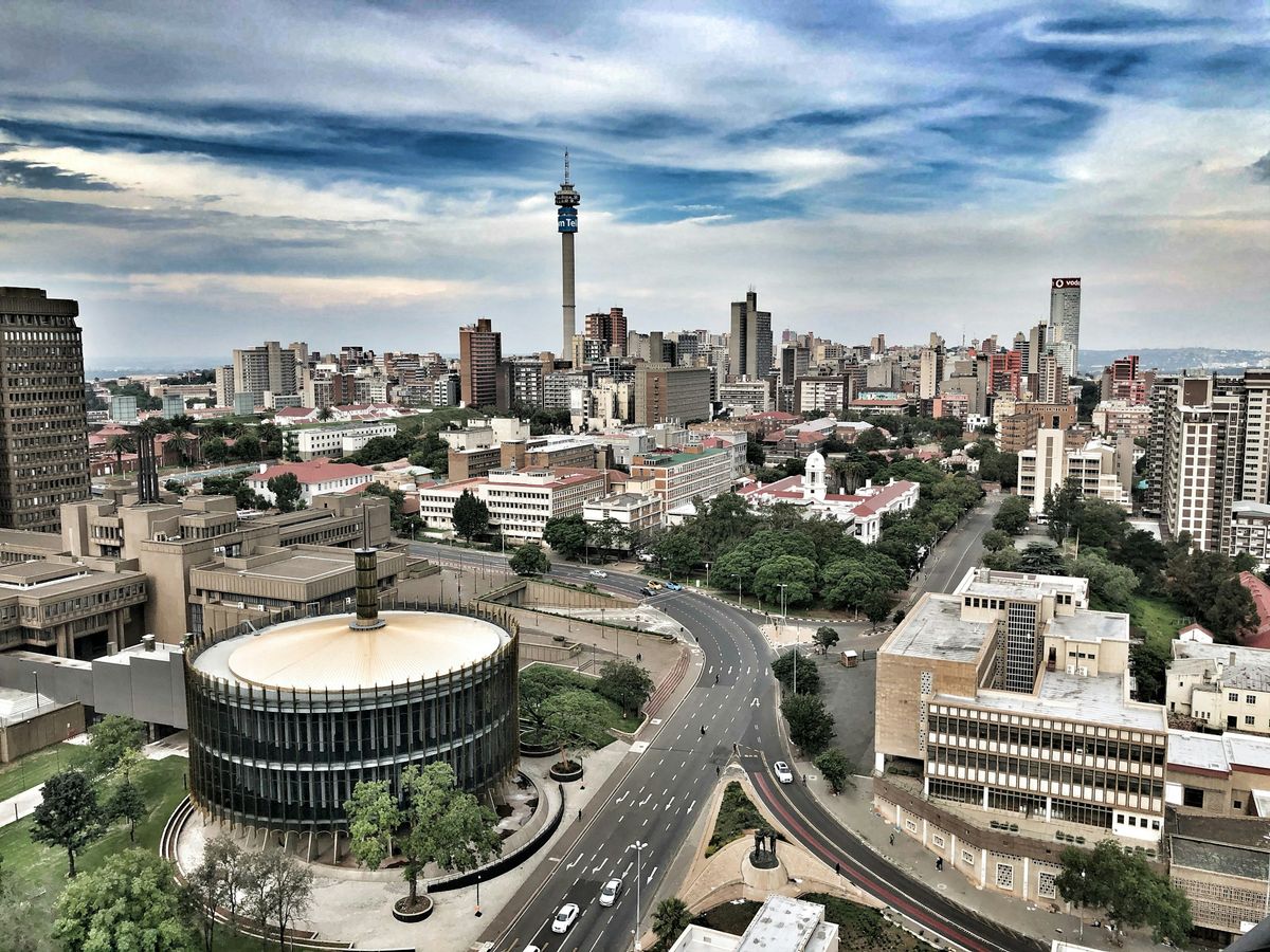 The Johannesburg skyline with the Hillbrow Tower on a bright day
